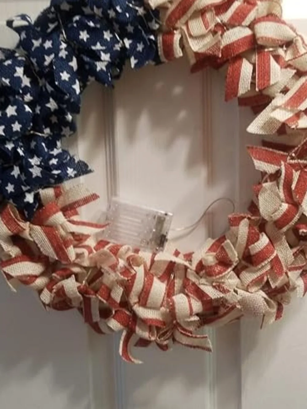 Patriotic LED Flag Ribbon Wreath - Home Holiday Decor